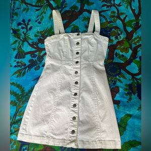 Forever 21, White Denim Button Down Dress, Small